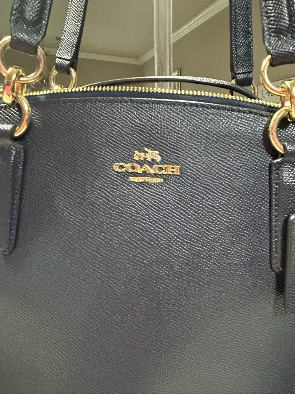 Coach Small Christie Carryall in Crossgrain Leather-midnight navy